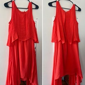 Umgee USA Bright Orange Layered Dress Size M
